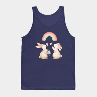 Cute Rabbits Catching Butterflies Tank Top